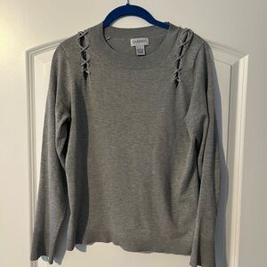 Gray Carmen Sweater With Crossed Accents